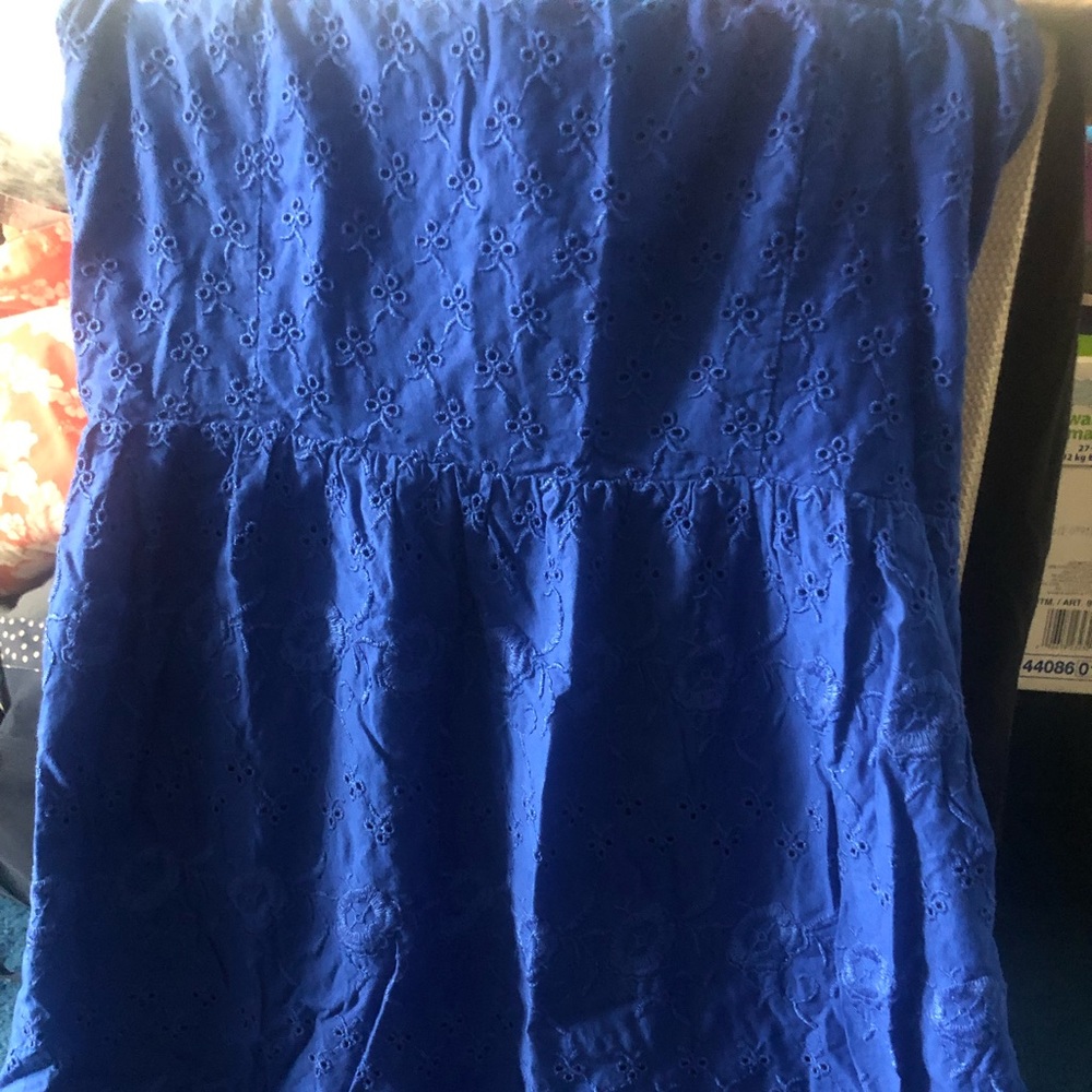 Old Navy women’s  strapless eyelet dress royal blue